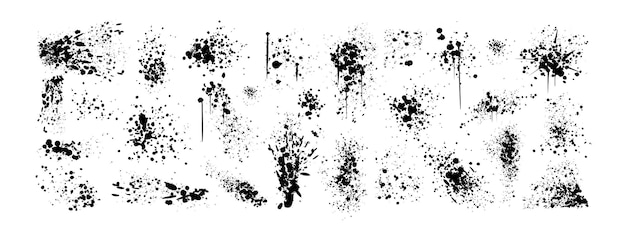 Free vector spray paint black drips inky blots graffiti splatters or splashes with dusty speckle effect