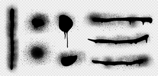 Free Vector spray paint drips and lines black ink splatters