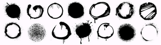 Free vector spray paint graffiti black circles with drips blots and ink splatters in street art style