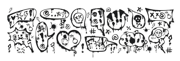 Free Vector spray paint graffiti speech bubbles with curses insults swear words and censored with inky symbols