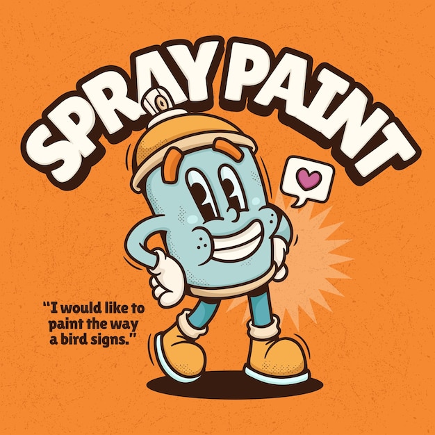 Free Vector spray paint trendy retro cartoon vector hand drawn