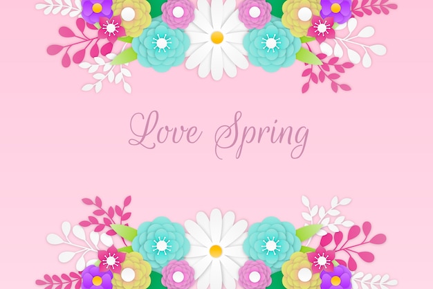 Spring background in colorful paper style