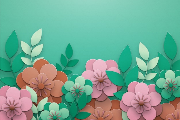 Spring background in colorful paper style