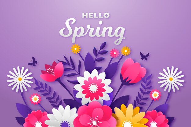 Spring background in colorful paper style