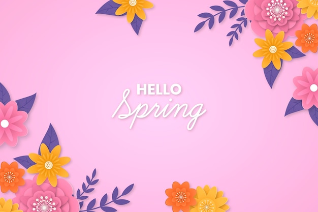 Spring background in paper style