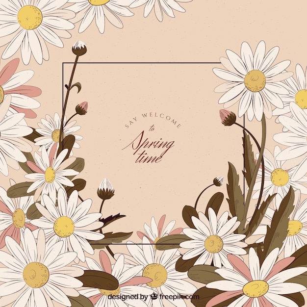 Free Vector spring background in vintage style 