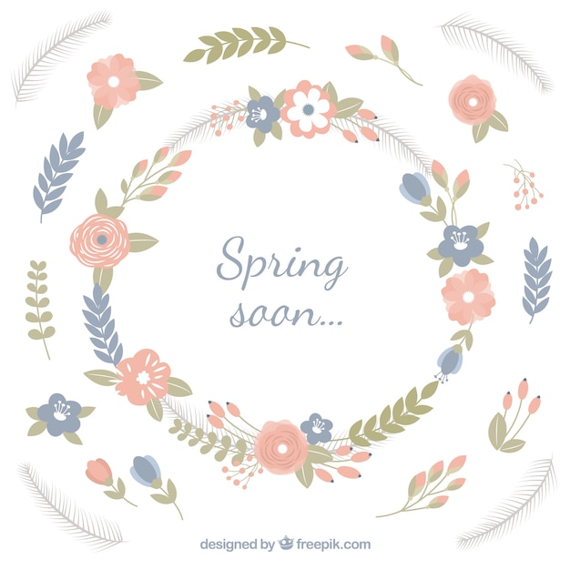 Spring background with flowers in pastel tones