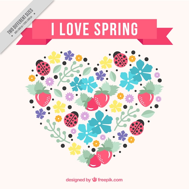 Free Vector spring background with heart-shaped