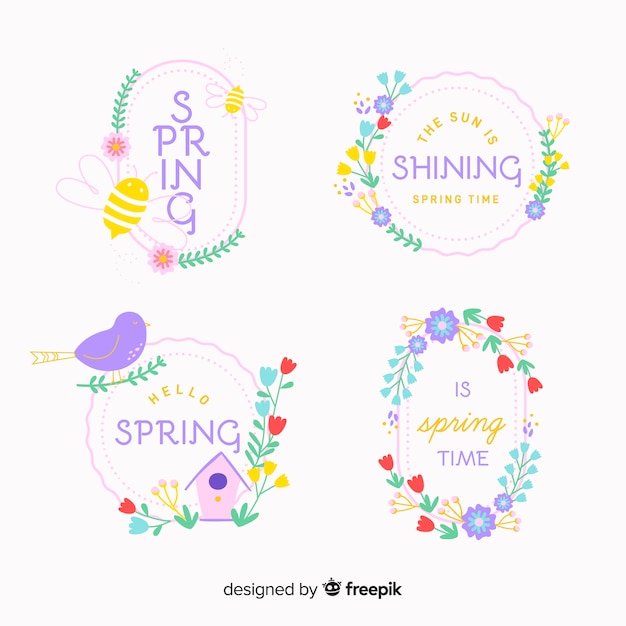 Free Vector spring badge collection