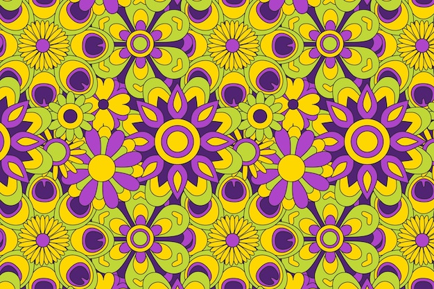 Spring blooming groovy floral pattern