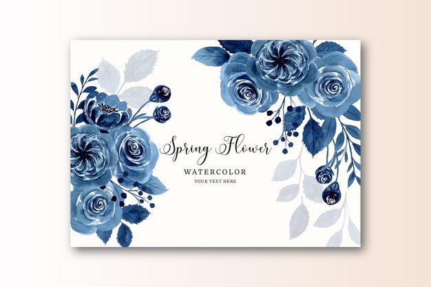 Spring blue flower card with watercolor