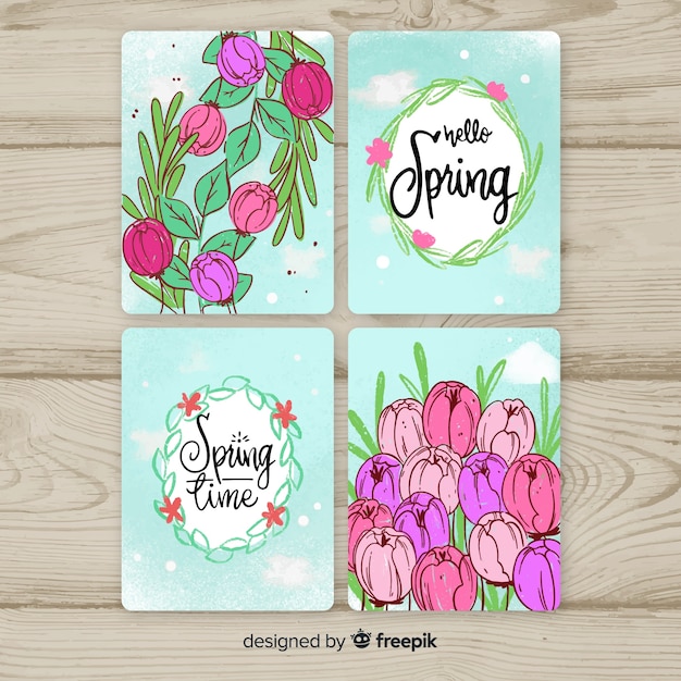 Free Vector spring card collection