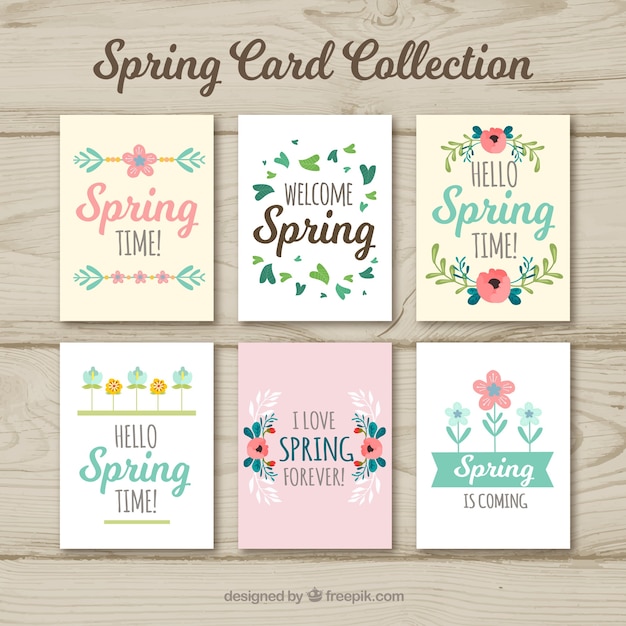 Free vector spring cards collection in flat style