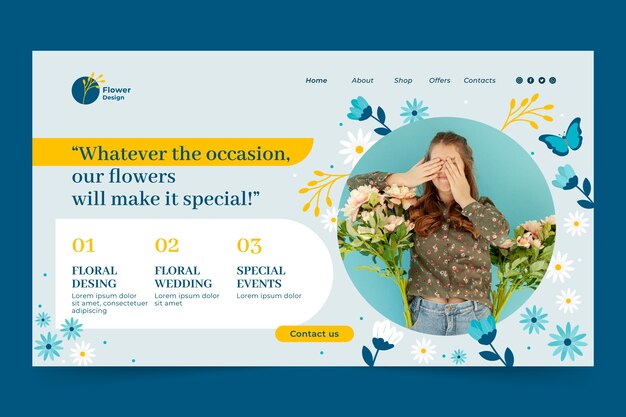 Spring celebration floral landing page template