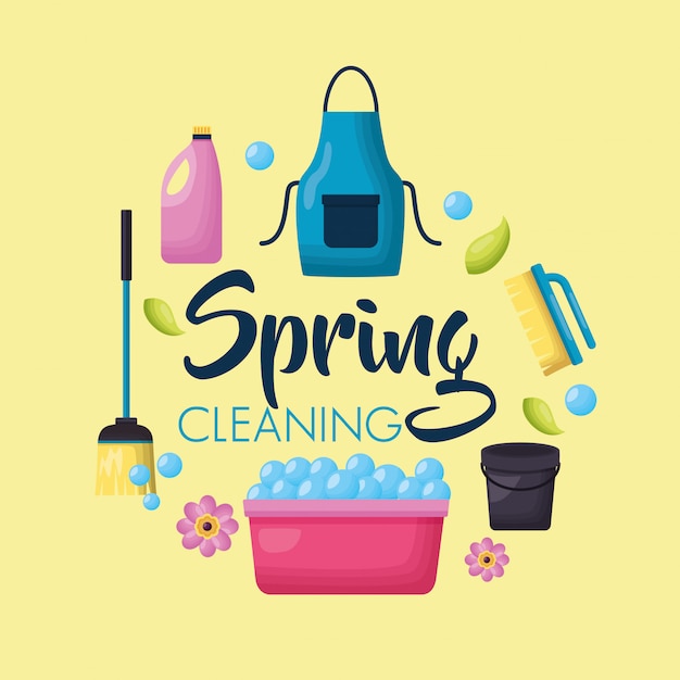 Free vector spring cleaning tools