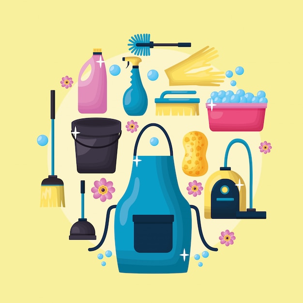 Free vector spring cleaning tools