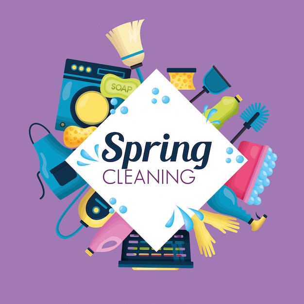 Free Vector spring cleaning tools