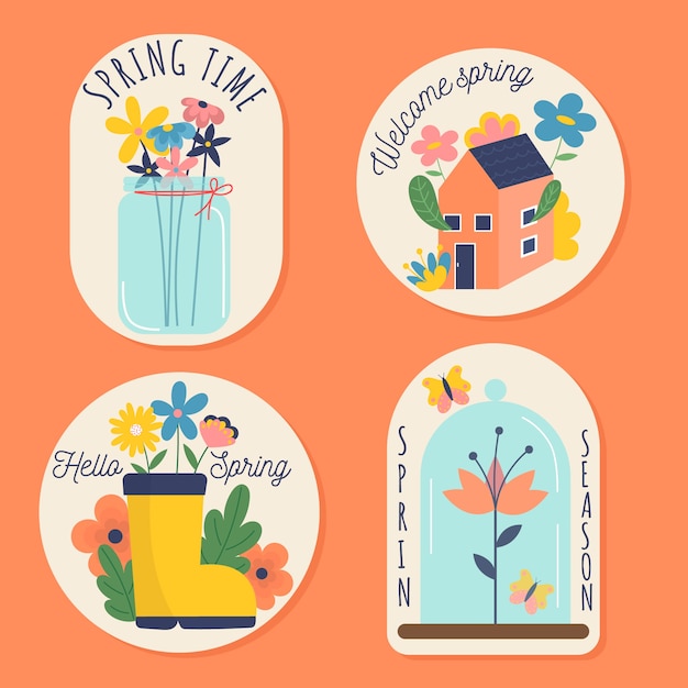 Spring colorful badge collection