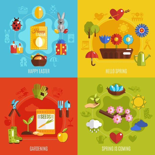 Spring Easter 2x2 Icons Set