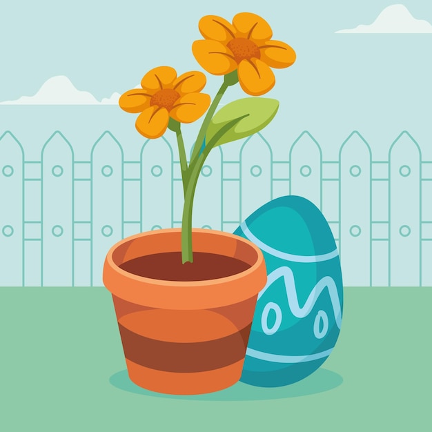 Free Vector spring egg with houseplant