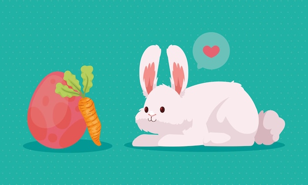 Free vector spring egg with rabbit and carrot