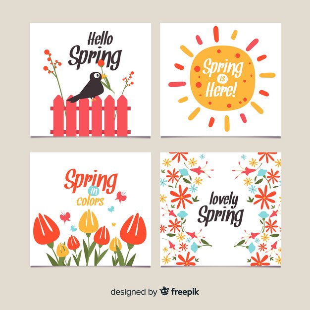 Free Vector spring elements card collection