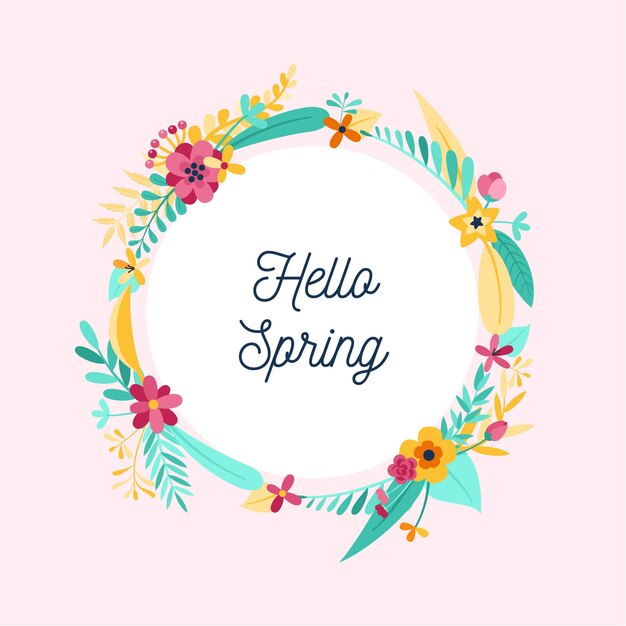 Spring floral frame in flat design theme