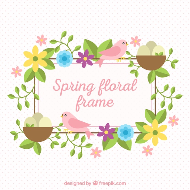 Spring floral frame in flat design