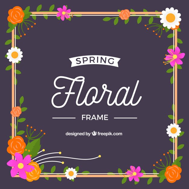 Spring floral frame in flat design