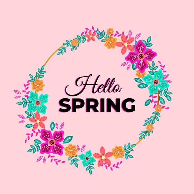 Spring floral frame in flat design