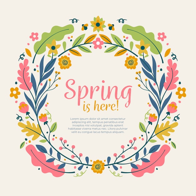 Spring floral frame in flat design