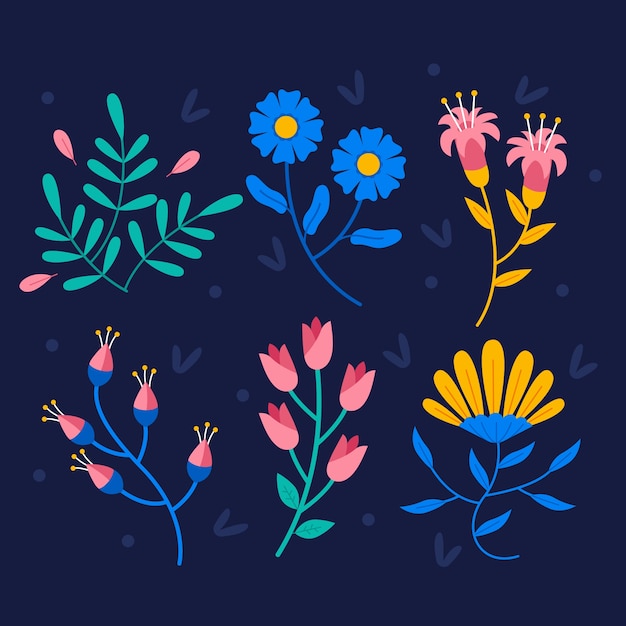 Free Vector spring flower collection in flat design