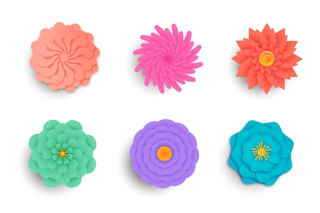 Free Vector spring flower collection paper style