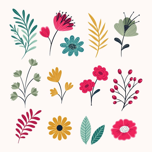 Free vector spring flower collection