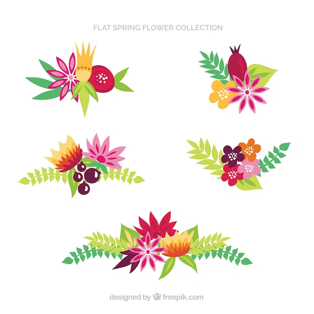 Free vector spring flowers collection in flat style