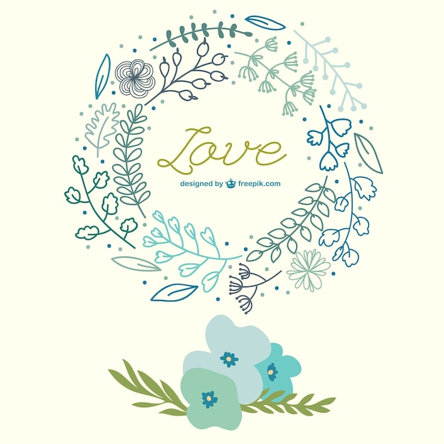 Free Vector spring flowers hand drawn love card 