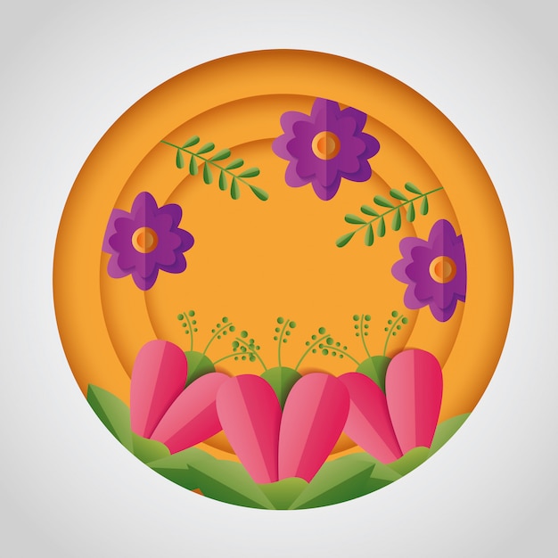 Spring flowers round composition design