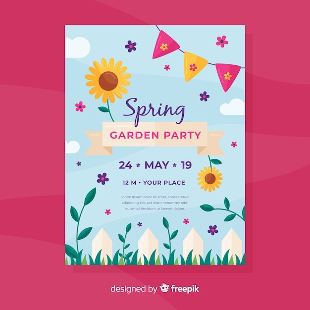 Spring garden invitation party flyer