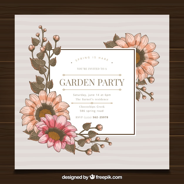 Spring garden party invitation template