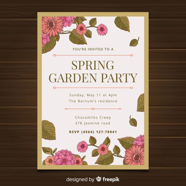 Spring garden party invitation template