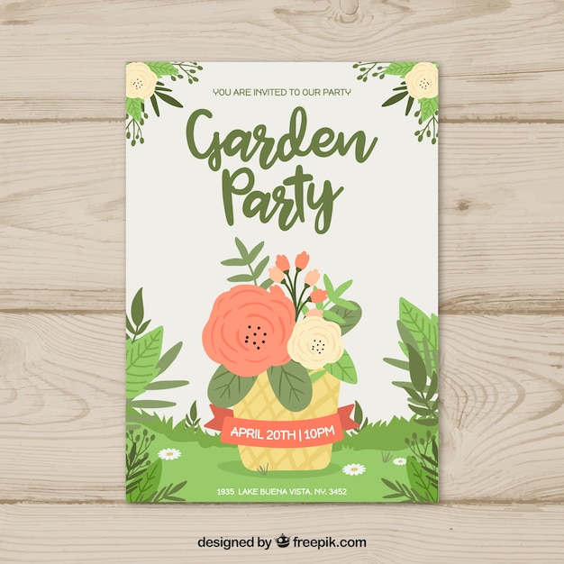 Free Vector spring garden party invitation