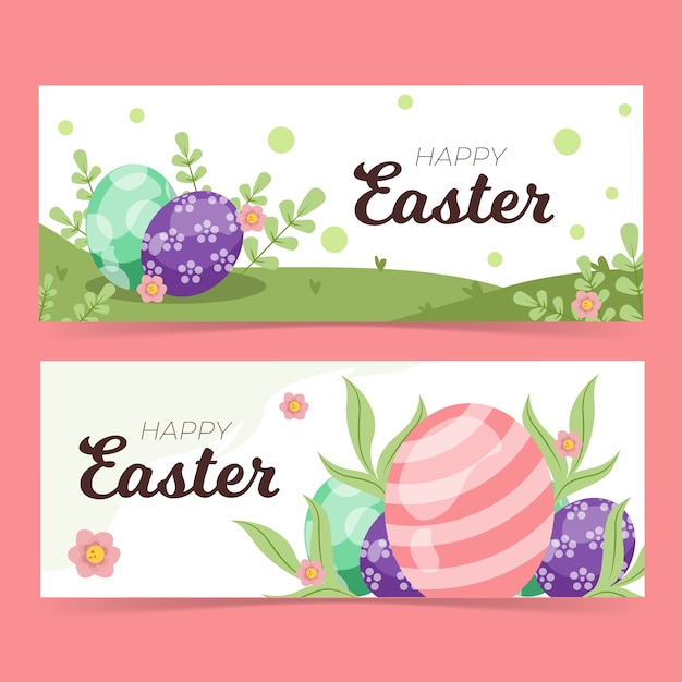 Spring happy easter banner template