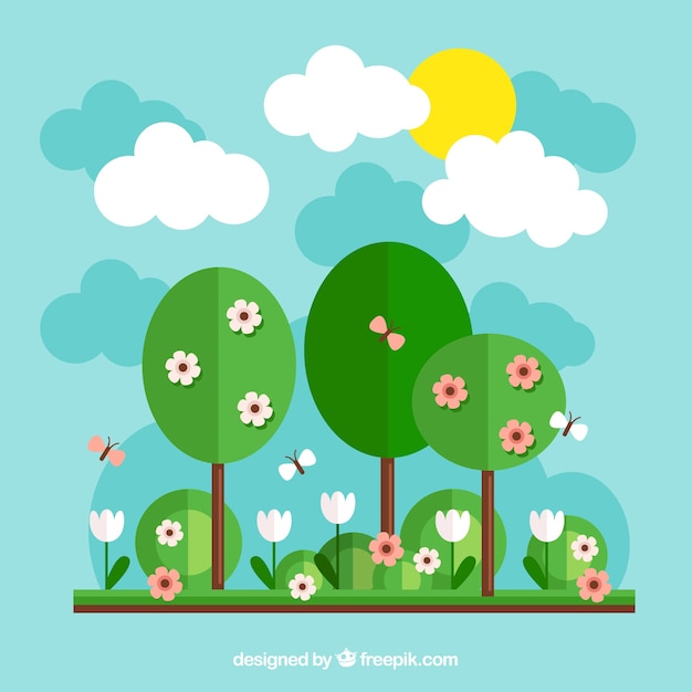 Free Vector spring landscape background