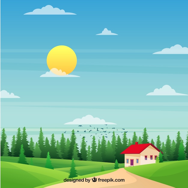 Free vector spring landscape background