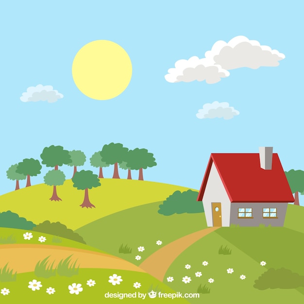 Free vector spring landscape background