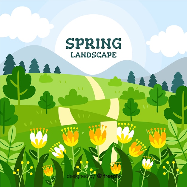 Free Vector spring landscape background