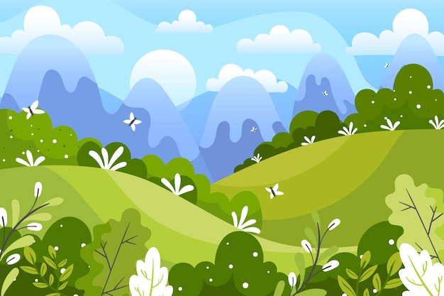 Free Vector spring landscape scene