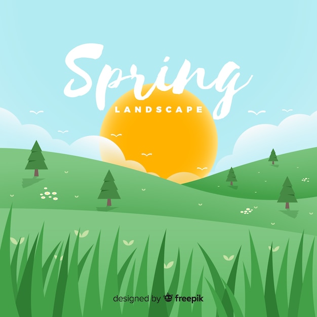 Free Vector spring landscape