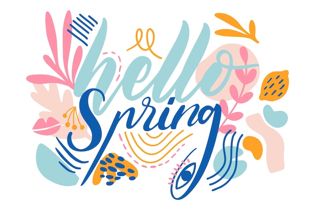 Spring lettering flat design