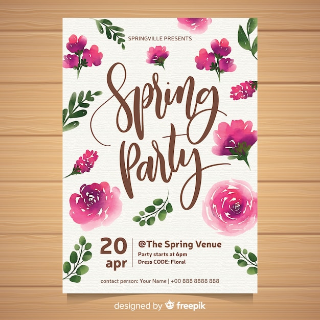 Free Vector spring party brochure